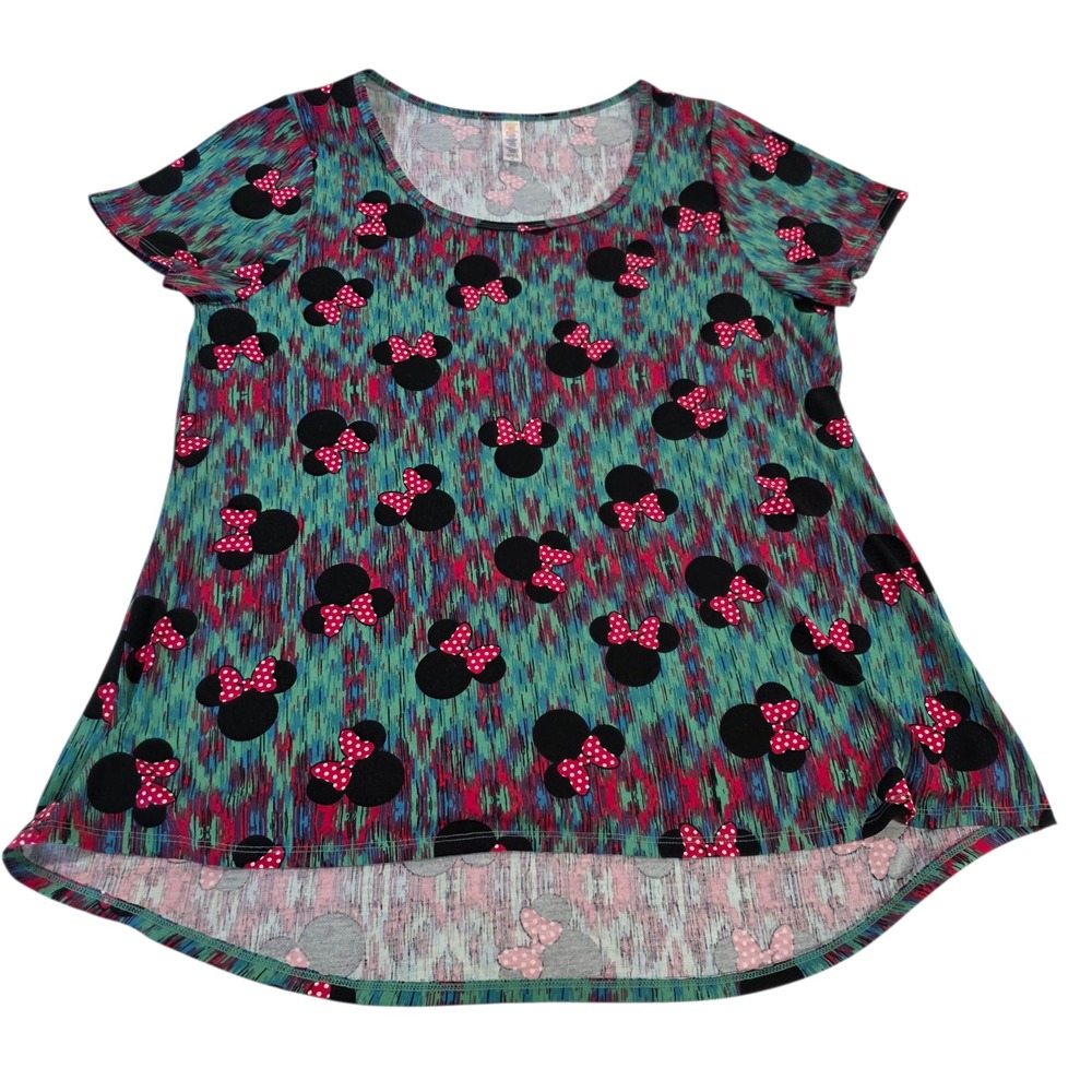 LulaRoe Bouse Top Multicolor XL Short Sleeve Minnie Mouse Print Classic Tee